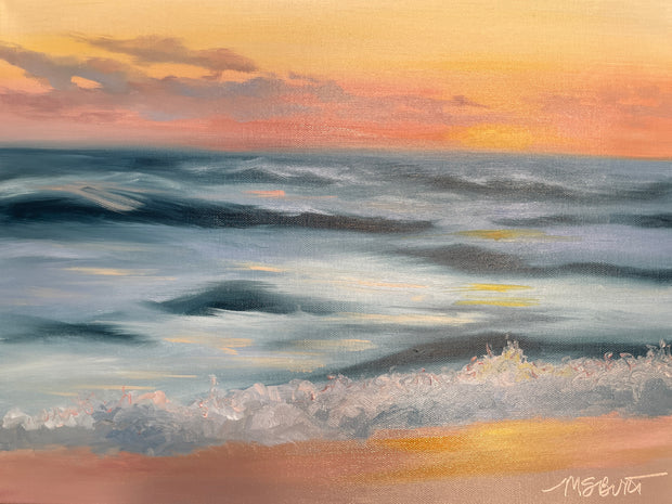 Winter Golden Hour - Sunset Seascape Painting 115