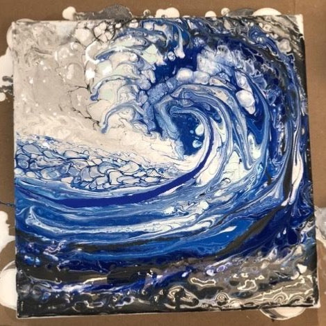 Abstract WAVE Acrylic Pour Painting Class