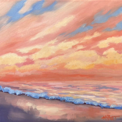 Dancing Fire Sky  - Sunset Seascape Painting - 162