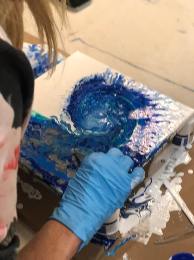 Abstract WAVE Acrylic Pour Painting Class