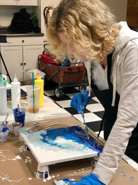 Abstract WAVE Acrylic Pour Painting Class