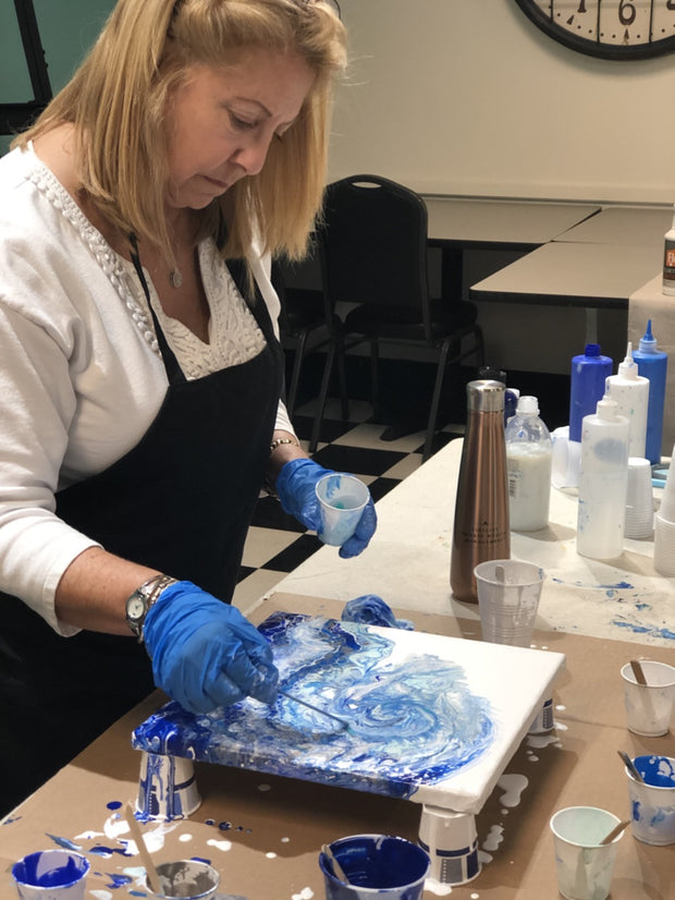 Abstract WAVE Acrylic Pour Painting Class