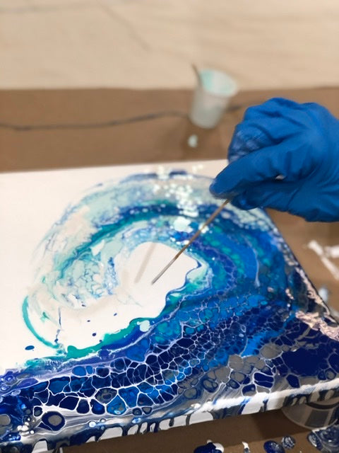 Abstract WAVE Acrylic Pour Painting Class