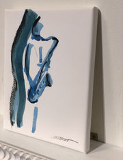 Aqua Saxophone Jazz Player - Giclée Print - Musician 8001