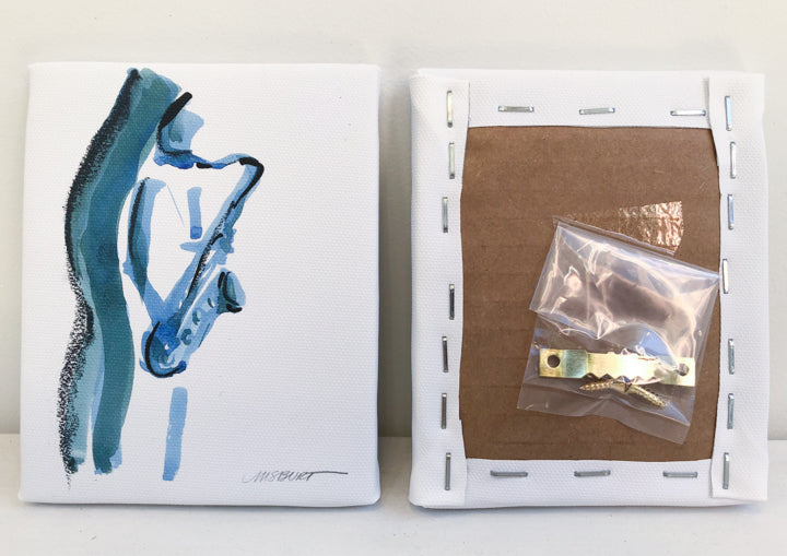 Aqua Saxophone Jazz Player - Giclée Print - Musician 8001